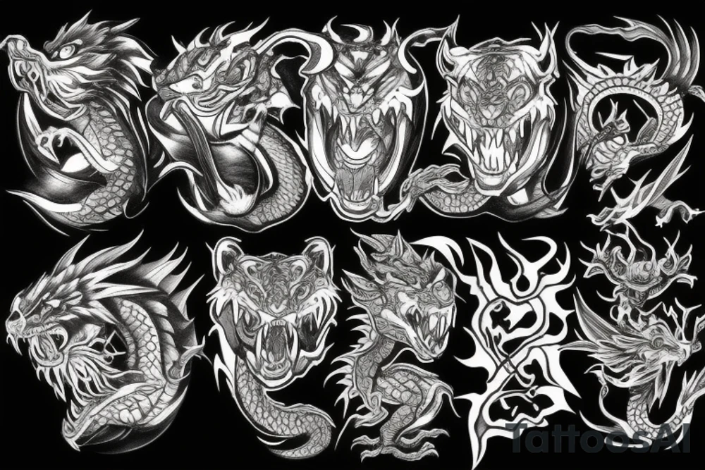 DRAGON fight tiger tattoo idea