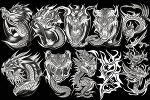 DRAGON fight tiger tattoo idea
