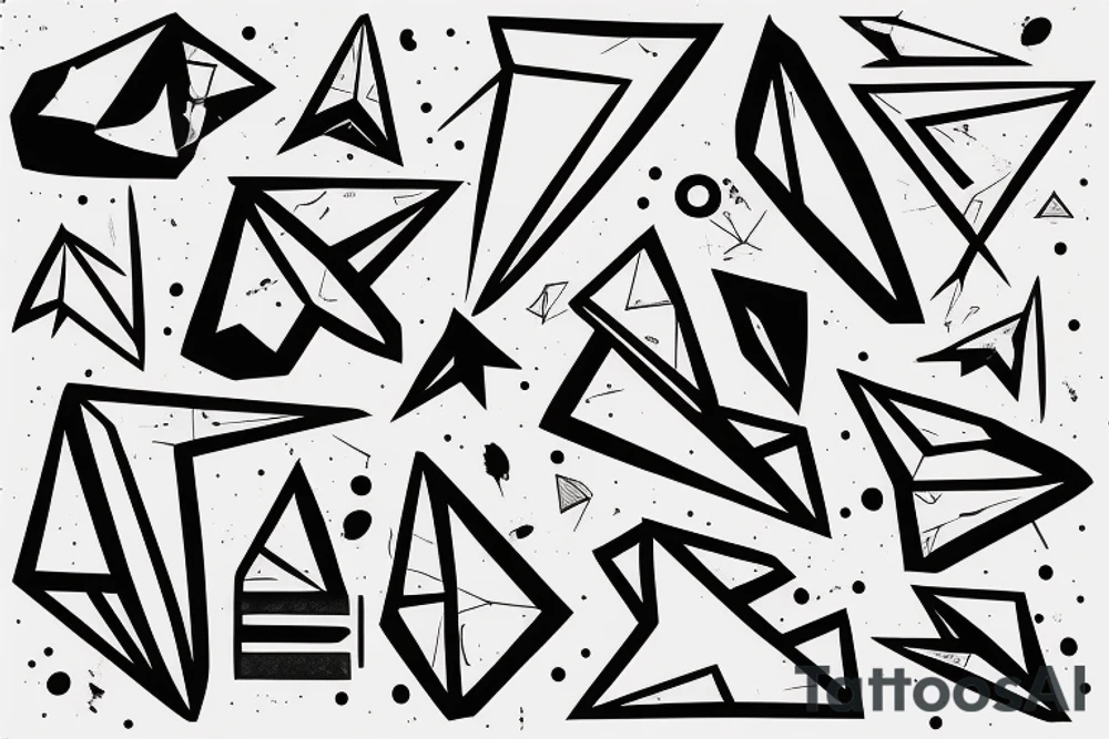 paper airplane splashed with paint tattoo idea