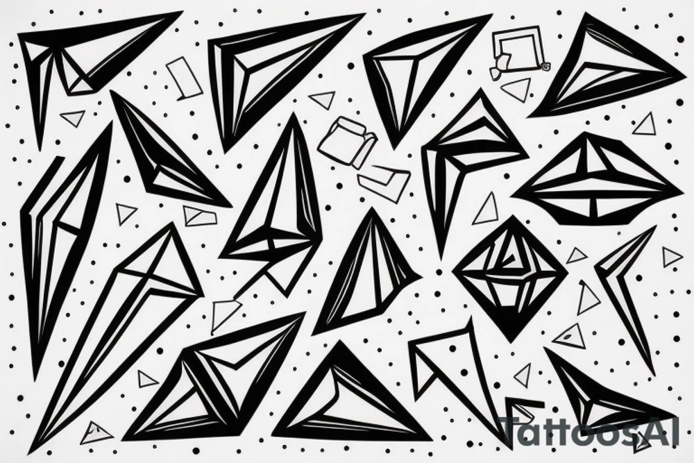 paper airplane splashed with paint tattoo idea