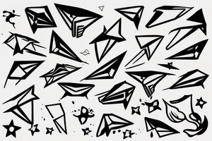 paper airplane splashed with paint tattoo idea