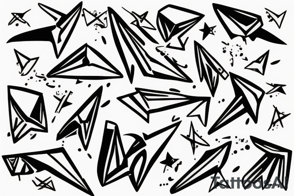 paper airplane splashed with paint tattoo idea