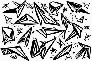 paper airplane splashed with paint tattoo idea