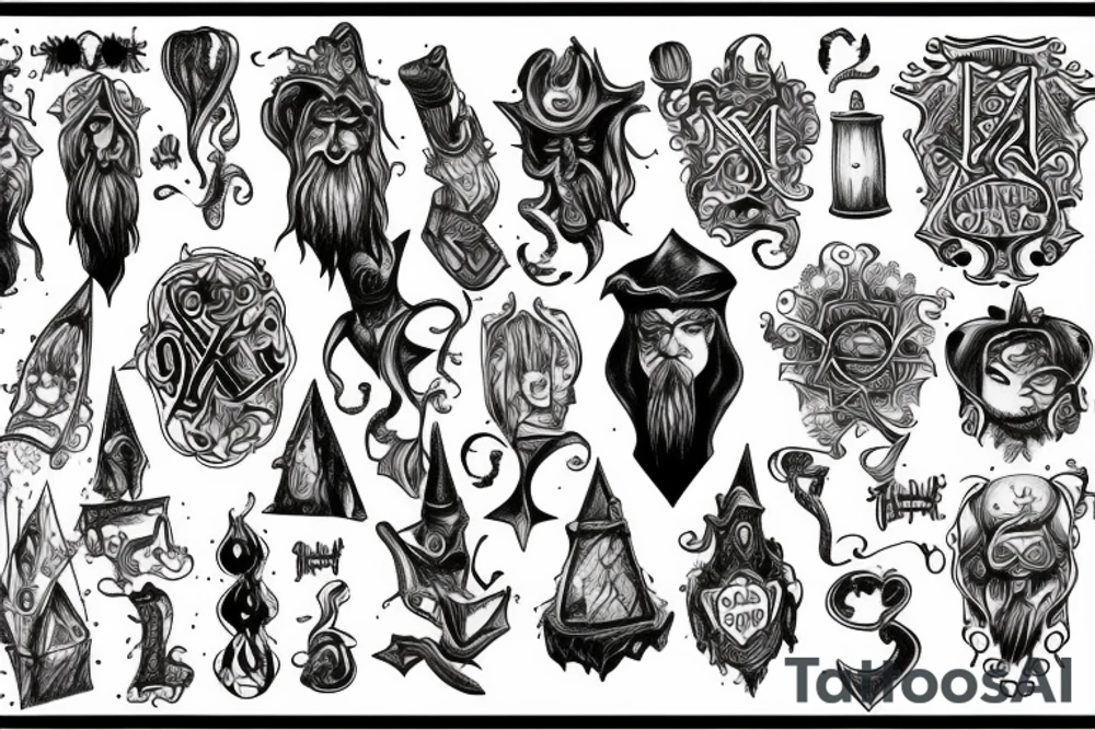 old nores dark wizzard spells tattoo idea