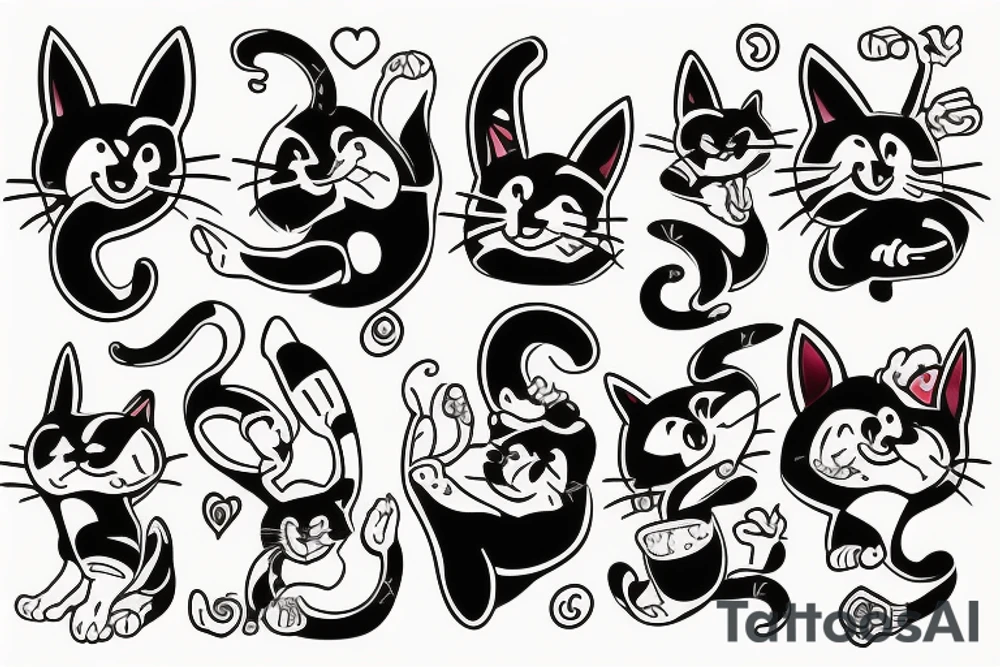 Goofy cat brothers tattoo idea
