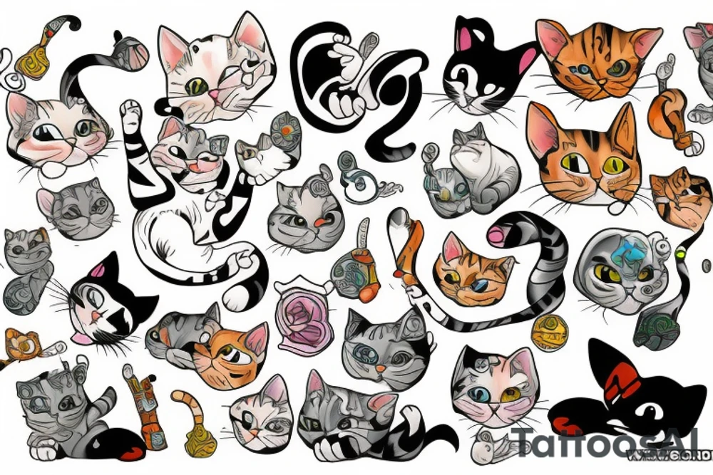 Goofy cat brothers tattoo idea