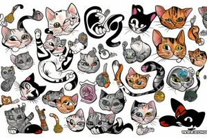 Goofy cat brothers tattoo idea