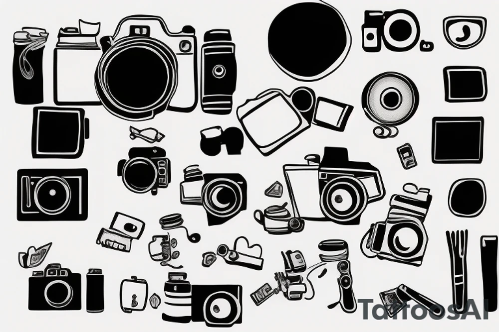 Table with camera on it tattoo idea