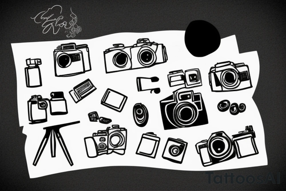 Table with camera on it tattoo idea