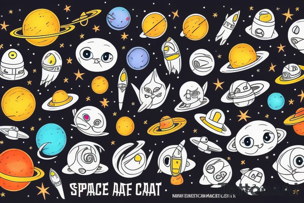Space cat tattoo idea