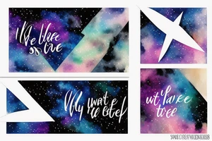 two inverted triangles over a galaxy or space background with the words "I'll be there every step of the way" tattoo idea