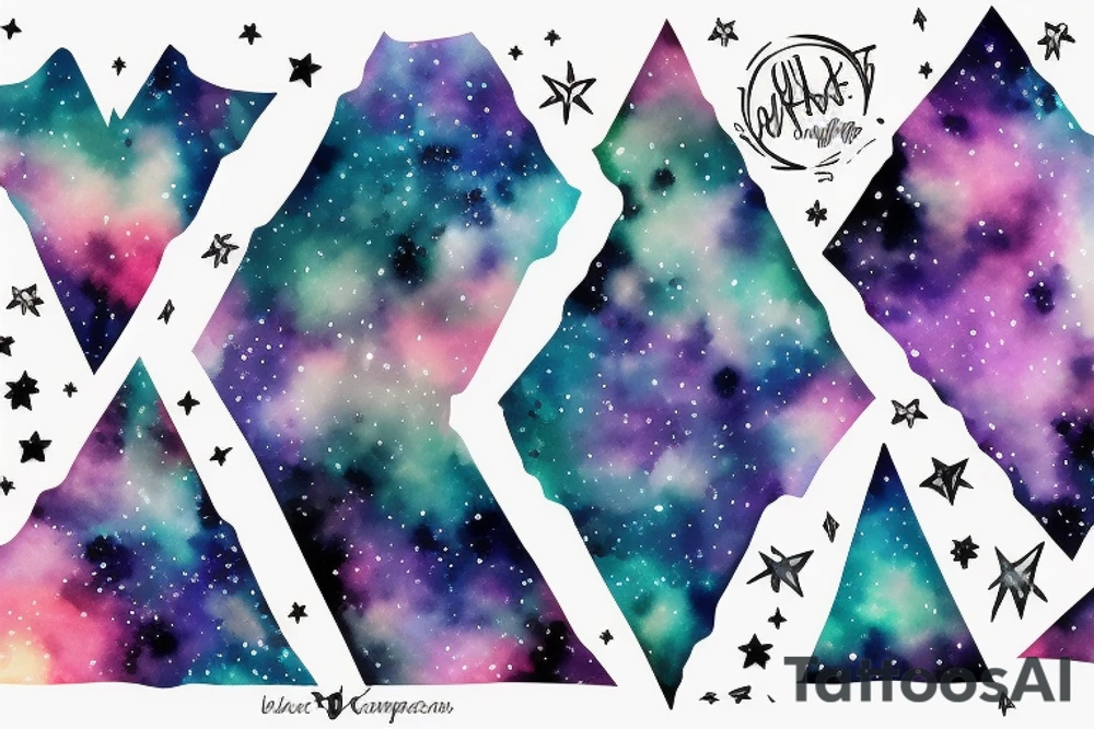 two inverted triangles over a galaxy or space background tattoo idea