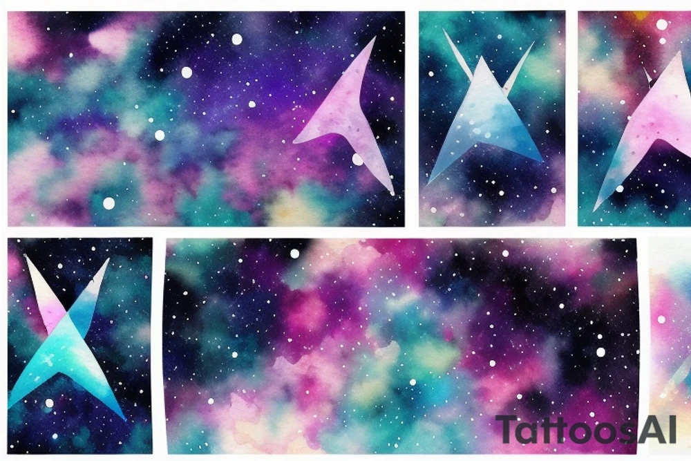 two inverted triangles over a galaxy or space background tattoo idea