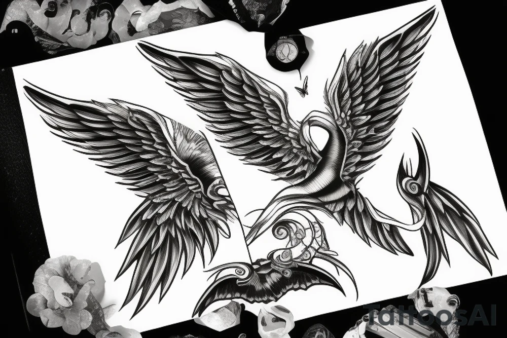 The name Giovanni with wings on either side tattoo idea