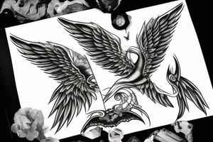 The name Giovanni with wings on either side tattoo idea