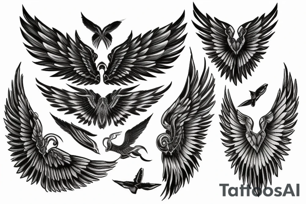 The name Giovanni with wings on either side tattoo idea