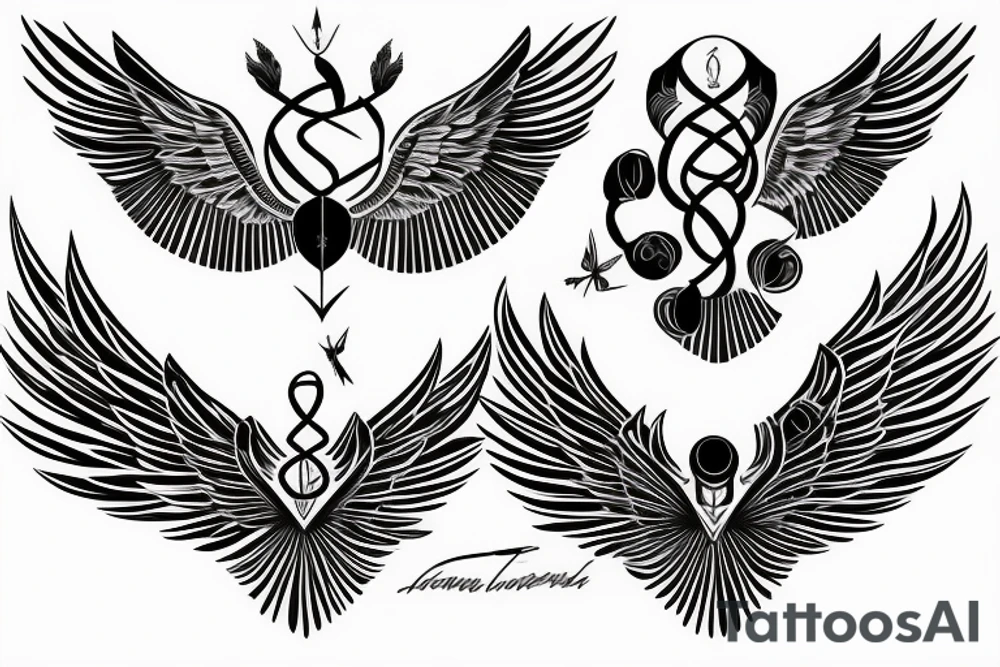 The name Giovanni with wings on either side tattoo idea