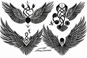 The name Giovanni with wings on either side tattoo idea