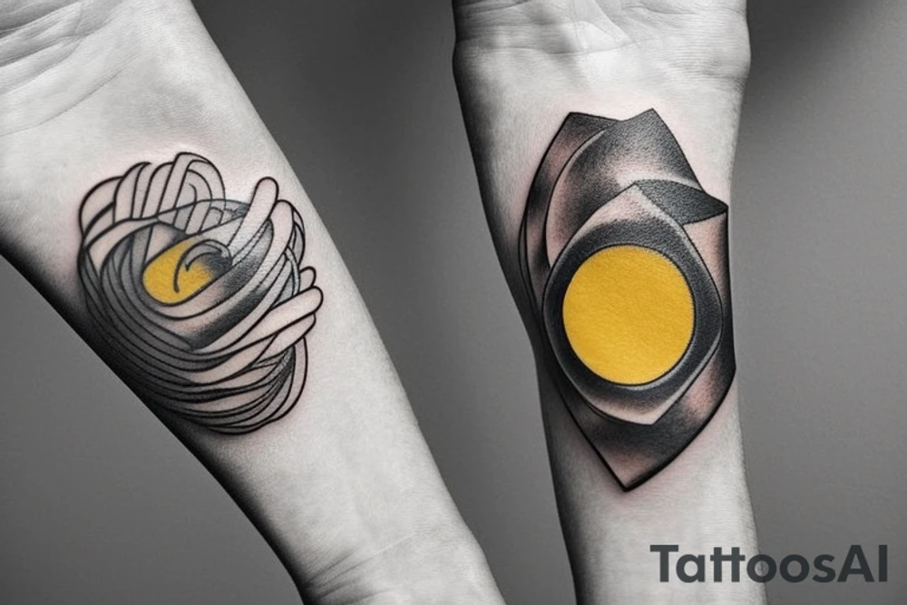 Wedding Ring tattoo for man. Colors gold yellow, black, silver. tattoo idea