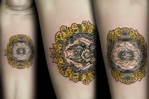 Wedding Ring tattoo for man. Colors gold yellow, black, silver. tattoo idea