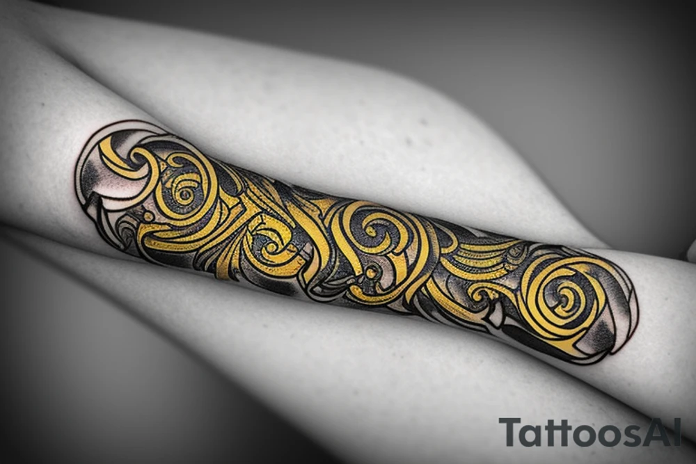 Wedding Ring tattoo for man. Colors gold yellow, black, silver. tattoo idea