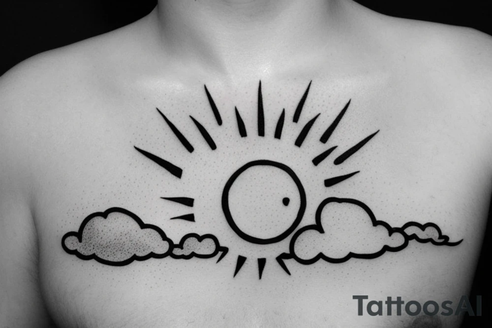 the sun poking over a cloud with some of the sun rays coming over the cloud tattoo idea