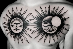 the sun poking over a cloud with some of the sun rays coming over the cloud tattoo idea
