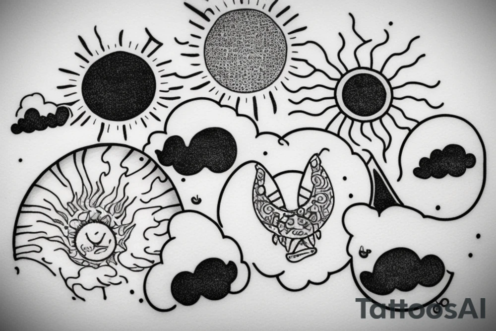 the sun poking over a cloud tattoo idea