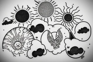 the sun poking over a cloud tattoo idea