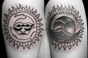 the sun poking over a cloud tattoo idea