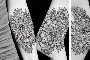 marigold, chrysanthemum, carnation together tattoo idea