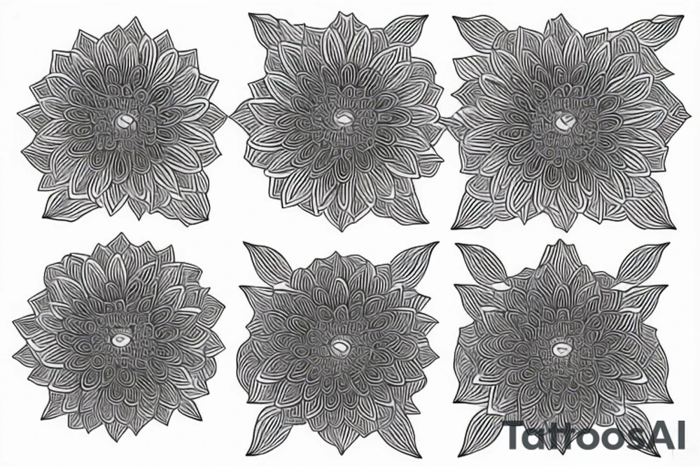 chrysanthemum with geometric design tattoo idea