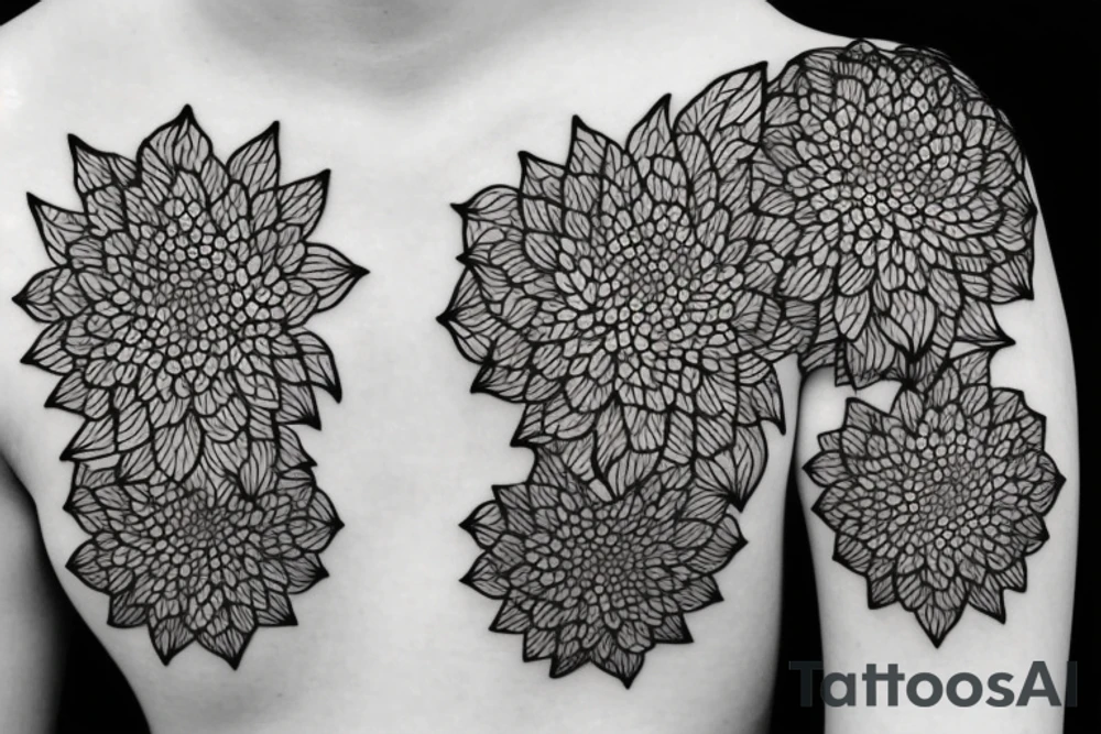chrysanthemum with geometric design tattoo idea