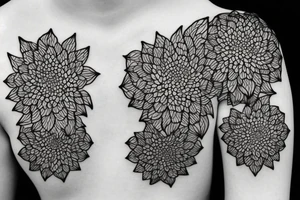 chrysanthemum with geometric design tattoo idea