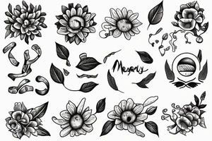 mercury planet symbol with flowers tattoo idea