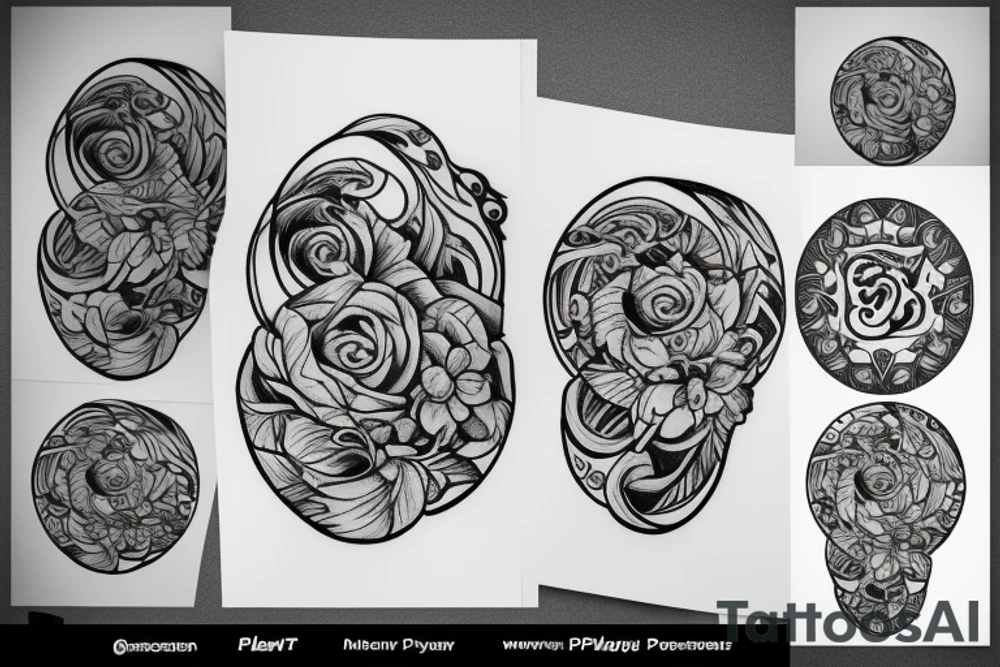 mercury planet symbol with flowers tattoo idea
