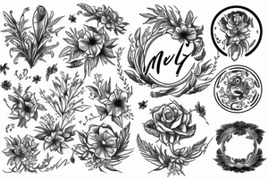 mercury symbol with flowers tattoo idea