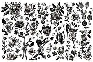mercury words with flowers tattoo idea
