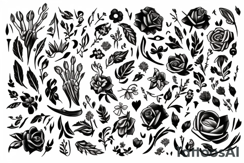 mercury words with flowers tattoo idea