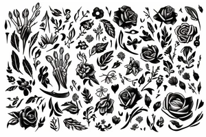 mercury words with flowers tattoo idea