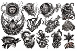 ship at sea on fire tattoo idea