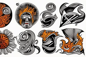 ship at sea on fire tattoo idea