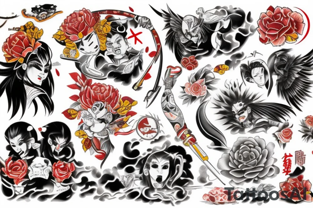 Sussano fighting orichi tattoo idea