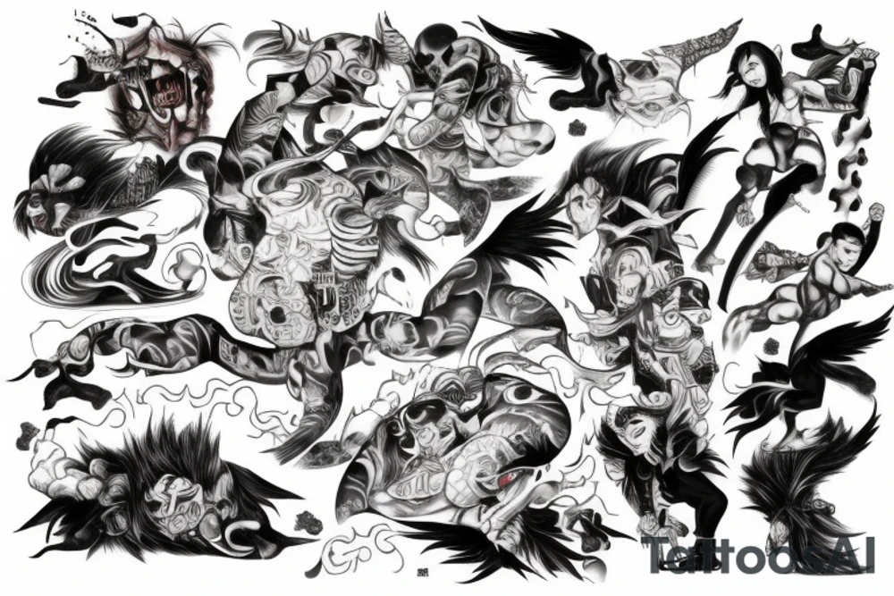 Sussano fighting orichi back tattoo tattoo idea