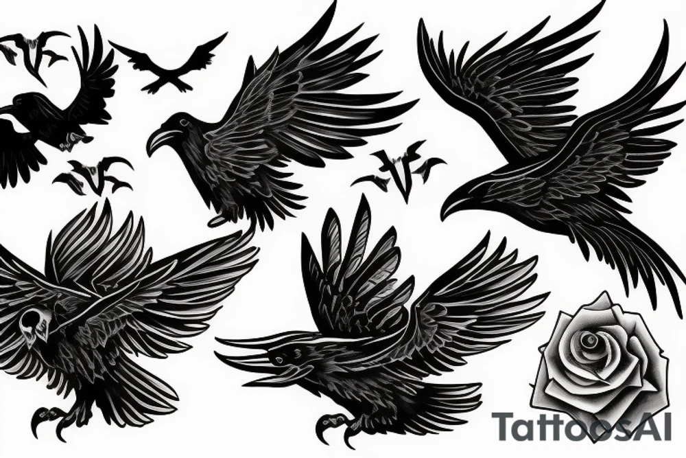 flying Ravens, black roses, cross tattoo idea flying Ravens, black roses, cross tattoo idea