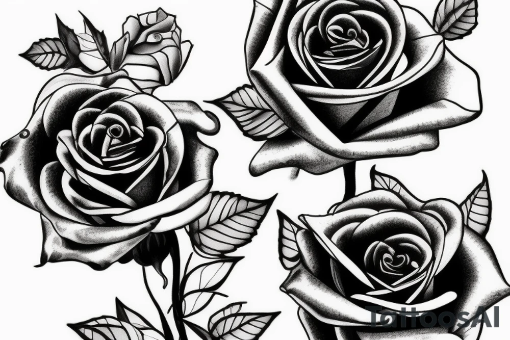 Black and white roses tattoo idea