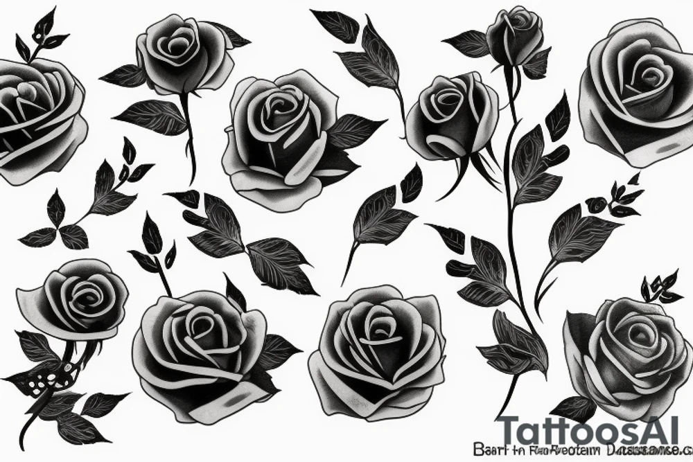 Black and white roses tattoo idea