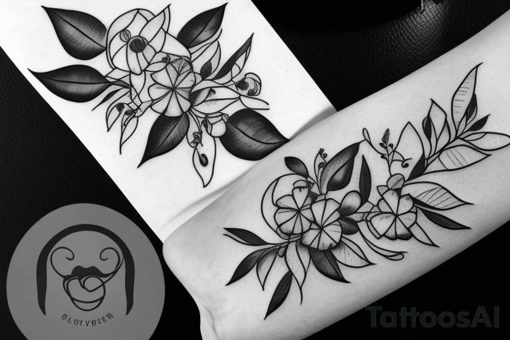 wrap around flowers with baby’s breath and eucalyptus tattoo idea wrap around flowers with baby’s breath and eucalyptus tattoo idea