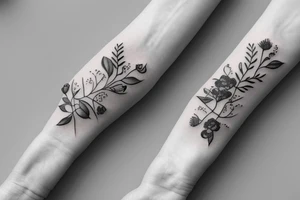 wrap around wrist  flowers with baby’s breath and eucalyptus tattoo idea