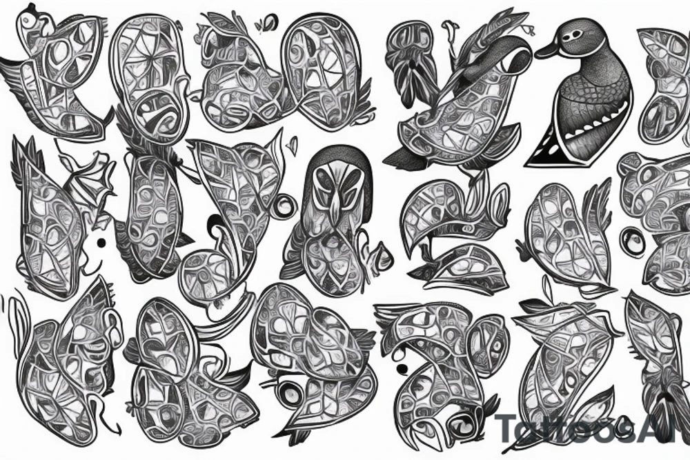 mallard wearing a suit tattoo idea